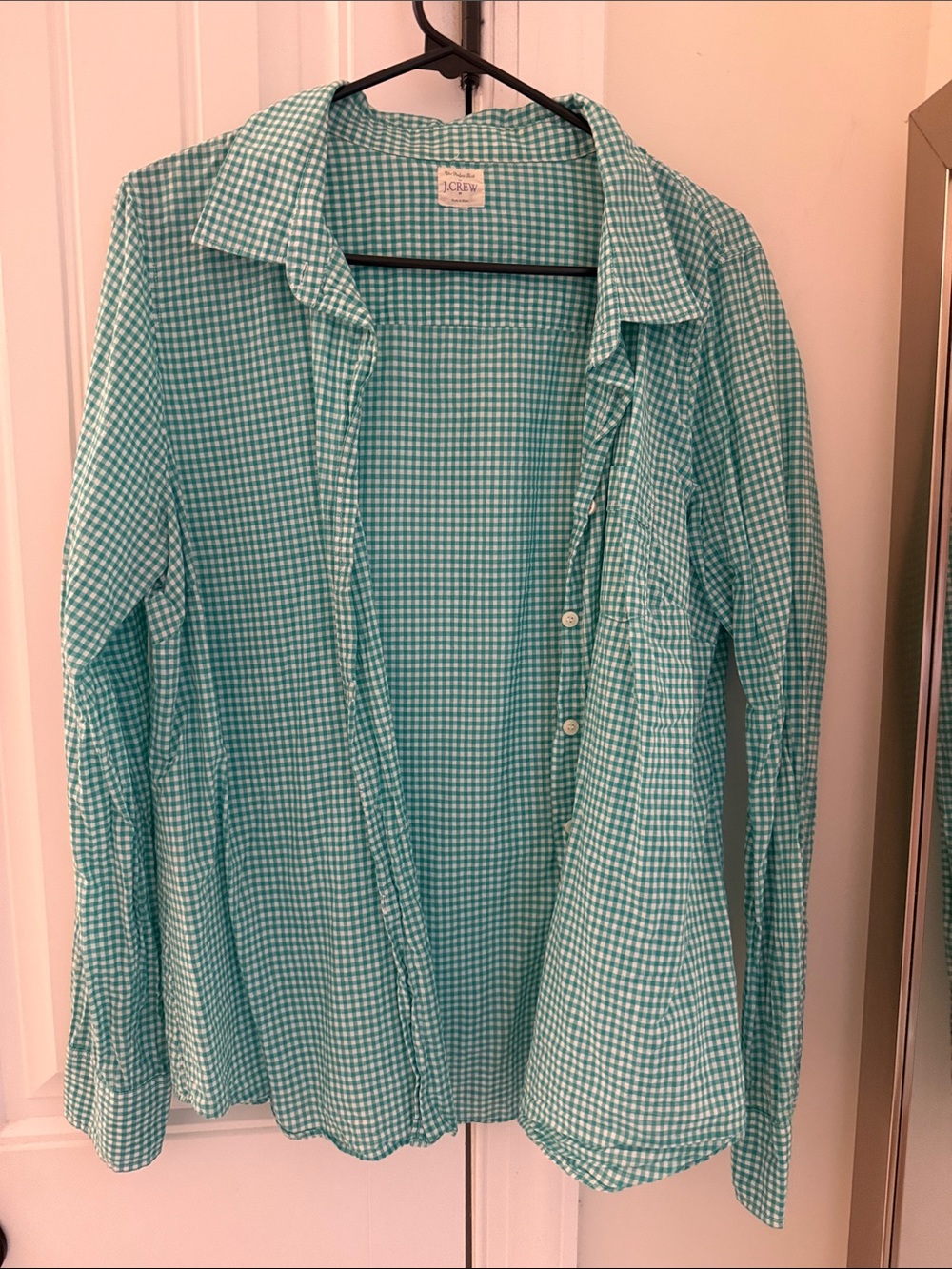 J. Crew Mint Green Gingham Button-Down Shirt